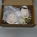 Set of 2 Ivory Rose Boutonniere for MenWedding, Groom Groomsman Artificial Flowers for Wedding Anniversary Celebration,Prom,Party,Home Decoratio (Ivory)