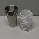 IMPRESA Smoothie Cups for Freezer - 16.9 Oz Stainless Steel Glossy Silver 6-Pack - Reusable Slide-Top Spill-Resistant Lids & Dry-Erase Friendly - Meal Prep Smoothie Storage Containers