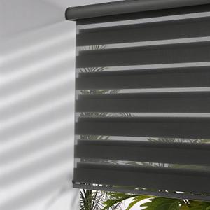 MYshade Cordless Zebra Blinds with Free-Stop Function - Dual Layer Light Filtering & Privacy Sheer Shades for Day and Night - Easy Install Window Shades for Home, Living Room, 45" W x 72" H,Black