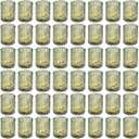 Maxdot 48 Pack Green Glass Votive Candle Holders 2.1 x 2.6 Inch St. Patrick's Day Tea Light Candleholder Bulk Xmas Glass Tealight Candlestick Holders for Table Centerpiece Home Wedding Party Decor