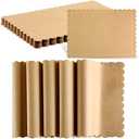 200 Pcs Disposable Brown Kraft Paper Place Mats Paper Placemat Disposable Rectangle Rustic Craft Printed Scalloped Place Mat Kraft Brown Placemat for Wedding Anniversary Party Kitchen (10 x 14 Inch)