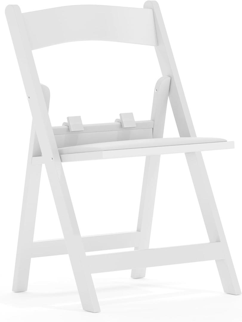 Flash Furniture HERCULES Kids White Resin Folding Chair with White Vinyl Padded Seat (Set of 1)