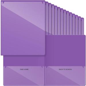 Henoyso 48 Pcs Folders Take Home Heavy Duty 2 Pocket Homework Folder for Students Parent Teacher Communication for Kid School Classroom,11.8 x 9.45 Inch(Purple)