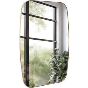 Oval Mirrors for Bathroom, 24"36" Gold Vanity Mirror with Stainless Steel Metal Frame, Brushed Gold Oblong Bathroom Wall Mounted Modern Mirror for Over Sink