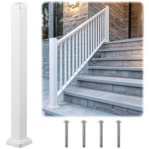 Otoolling Aluminum Railing Deck Post Kit 3" x 3" x 39" Include 1 Pcs Porch Deck Railing Fence Post Handrail 1 Pc Expansion Screws Made with Heavy Duty Powder Coated, Rust-proof, Fit 36" Height(White)