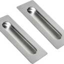 HOMOTEK 2 Pack Flush Pull 7 in Sliding Closet Door Handles Recessed Rectangular Big Handles Bypass Door Handles, Large Size Satin Brushed Stainless Steel Barn Door Finger Pull Set, Free of Sharp Edge