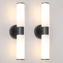 Black Wall Sconces Set of 2, Modern Sconces Wall Lighting, Bathroom Vanity Lights with Opal White Glass Shade, Vanity Sconce over Mirror, Wall Light Fixtures for Living Room Bedroom Hallway Stairs