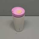 Owala SmoothSip Slider Insulated Stainless Steel Coffee Tumbler, Reusable Iced Coffee Cup, Hot Coffee Travel Mug, BPA Free 20 oz, Pink/Tan (Daybreak)