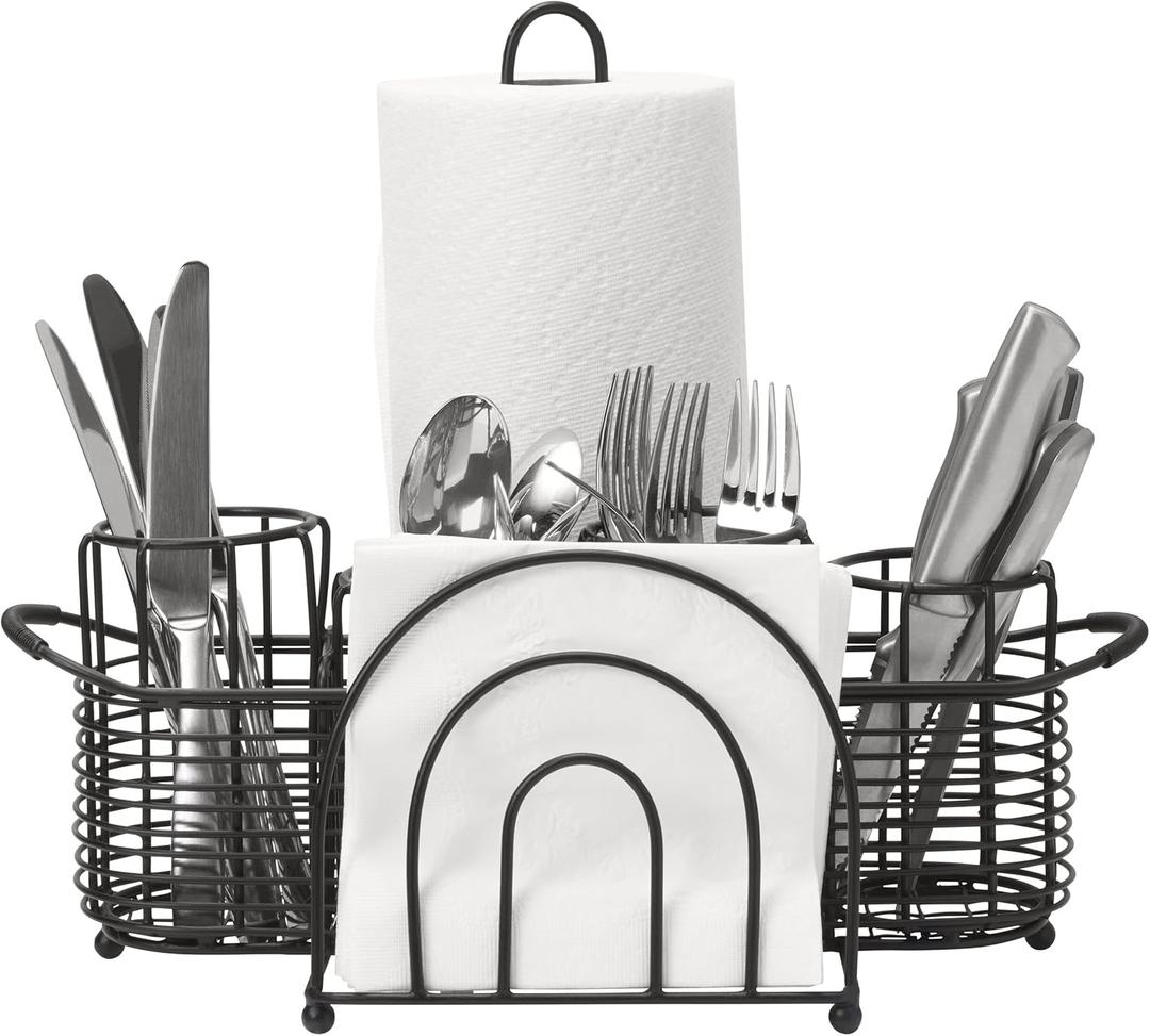 Mikasa Gourmet Basics Gourmet Basics Picnic Buffet Caddy - Expandable Flatware Organizer for Kitchen Drawers - Adjustable Silverware Tray - Utensil Drawer Divider for Cutlery & Flatware Storage
