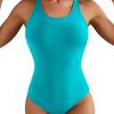 Herseas One Piece Swimsuit Women Slimming Tummy Control Bathing Suit Crisscross Back Athletic Modest Swim Suit 2026 (Blue, XXL)