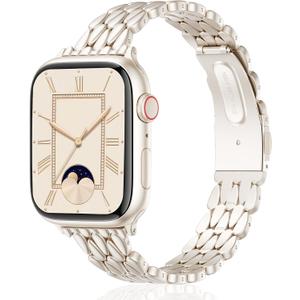 2 x VISOOM Gold Iwatch Bands Compatible With Apple Watch Bands 38/40/41/42/44/45/46mm Women - Thin Metal Dressy Luxury Cute Designer Apple Watch Series 11 10 Se 9 8 7 6 5 4 3 2 1 Bracelet Bands for Women