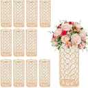 Elegant Crystal Column Vase/Pillar Candle Holder Set, Wedding/Parties Table Centerpieces, Cylinder Flower Display for Weddings & Home Decor (8, Gold)