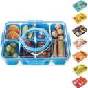Divided Serving Tray with Lid and Handle - Snackle Box Charcuterie Container for Portable Snack Platters Organizer for Candy, Fruits, Nuts, Snacks - Perfect for Party, Entertaining, Cerulean