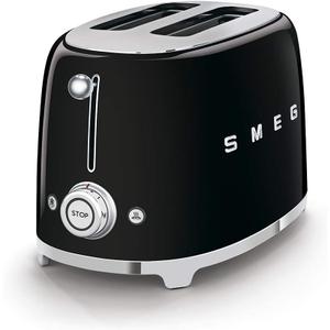SMEG 2 Slice Toaster with 6 Presets and Defrost Function and Removable Crumb Tray (Black)