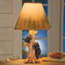 Collections Etc Rustic Climbing Bear Family Northwoods Lamp,14 3/4" H