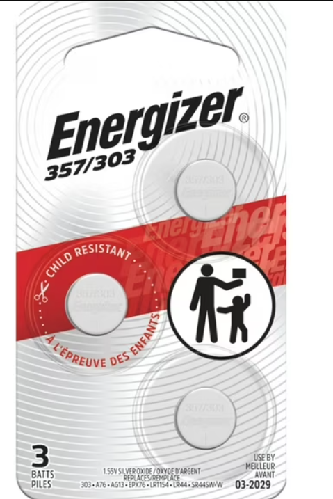 Energizer 357 / 303 Button Cell Batteries (3 Pack) – Also Replaces AG13, SR44, A76, L1154, LR44, G13A, S76