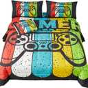 6 Pieces Home Video Gamer Comforter Sets for Boys Teens and Adults,Black Theme,3D Video Game Bedding Sets with Comforter,Flat Sheet,Fitted Sheet,Throw Pillow Cover,Pillow Shams,Twin Size (A100)