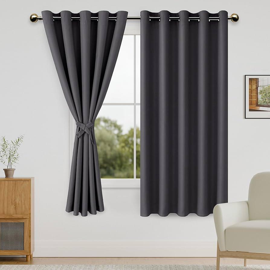 Blackout Curtains Dark Gray 1 Panel 2 x 6 Ft (Rings or Any Accessories Are Not Included)