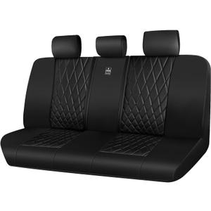 CAR PASS Luxury Faux Leather Rear Bench Car Seat Covers, Waterproof Anti Slip Back Seat Covers, Deluxe Automotive Backseat Cover Universal Fit for Most Cars Sedan SUV Pickup Truck (All Black)