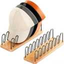 UdoUto Hat Organizer for Baseball Caps-2 PacK | Wood & Metal Hat Rack Holds 14 for Baseball Caps | Space-Saving Closet Shelf Organizer for Bedroom, Dresser, Entryway