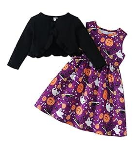 Tinypainter Kid Toddler Girl Fall Dress+Cardigan 2 Piece Floral/ Plaid Sleeveless Dress and Cardigan Set 3-4Y