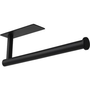 theaoo Paper Towel Holder - Under Cabinet Paper Towel Holder for Kitchen, Adhesive Paper Towel Roll Rack for Bathroom Towel, Wall Mounted Matte Black Paper Towel Rack, SUS304 Stainless Steel