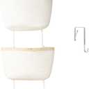 TeoKJ Over the Door Hanging Basket, 3-Tier Woven Cotton Wall-Mounted Storage Organizer Bag Decorative Hanging Nursery Baskets, White & Light Brown