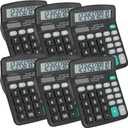 6 Pack Calculator Bulk, 12 Digits Calculators Desktop with Large LCD Display and Sensitive Butto, Solar and Battery Dual Power, Desk Calculator for Office, School, Home