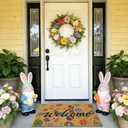Kelarea Easter Artificial Coir Doormat Spring Welcome Door Mat, 17" x 29" Colorful Easter Eggs Front Door Mat, Non-Slip Entry Mats for Indoor Outdoor Entrance Home Decor