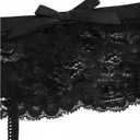 SOLY HUX Women's 2 Piece Lingerie Set Floral Lace Sexy Sheer Mesh Embroidered Garter Babydoll Wireless Bra and Panty Sets (Black, L)