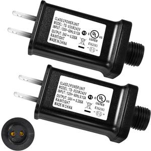 2 PCS LED Transformer Replacement,24V 0.2A Class 2 Power Supply, Low Voltage Transformer US Plug for Halloween/Thanksgiving/Christmas String Light