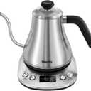 Mecity Electric Gooseneck Kettle With LCD Display Automatic Shut Off Retro Coffee Kettle Temperature Control Hot Water Boiler to Pour Over Tea, 1200 Watt Quick Heating Tea Pot, 0.8L, Stainless Steel