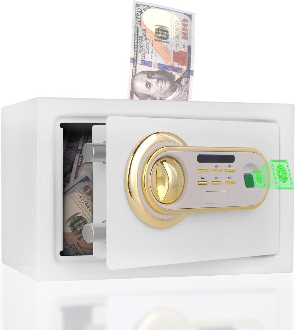 Biometric Fingerprint Safe Bank — Large Metal Locking Money Box for Adults & Kids | Secure Cash Storage for Savings Goals, Honeymoon, College & Emergency Funds