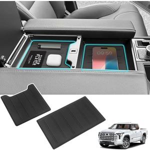 YOJOJOCO 1PC Center Console Tray Liner Compatible with Toyota 2022-2026 Tundra (Only Fit Platinum, 1794, TRD PRO, Capstone) & 2023-2026 Sequoia Accessories Center Console Organizer Protective Pad, (Only 1 Piece)