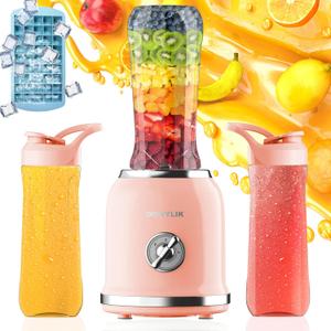 Personal Blender, 3 Speed Small Retro Protein Drink Blender for Smoothies, Smoothie Maker with 6-Edge Blade and 2 * 20oz BPA Free Travel Cups