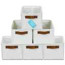 OrganiHaus Small Fabric Storage Baskets for Shelves 3 Pack, 12x8in Closet Storage Bins for Shelves, Cloth Baskets for Organizing, Linen Closet Organizers, Fabric Basket, White Basket