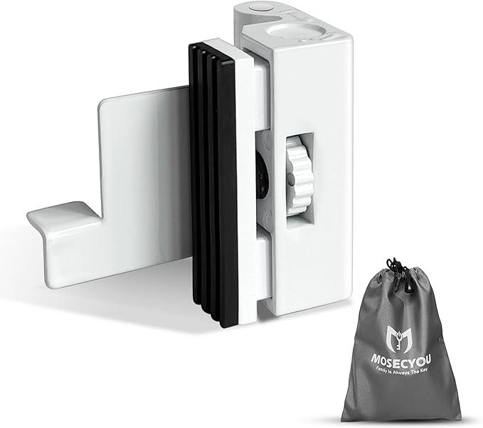 MOSECYOU Portable Keyed Door Lock for Home/Travel Security, Child Safety Protection Extra Lock, Temporary No Drill Lockout Device with Key for Apartment Bedroom Hotel Room
