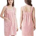 PJGGZ Towel Robe for Women with Straps - Lightweight Absorbent Cozy Bath Wraps for Women After Shower S/M