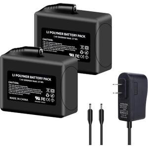 2Pack 5000mAh LI Polymer Battery Pack for Heated Gloves, Socks, Hats, Mittens, Vest, Jacket, Hand Muff, Boots, Hat, Knee Braces Suit Upgraded Version Battery with 8.4V DC Dual Battery Charger