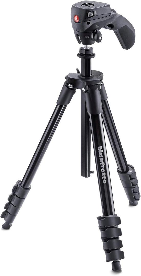 Manfrotto Compact Action Aluminium Tripod with Hybrid Head forEntry-Level DSLRs, Mirrorless up to 1.5kg Black