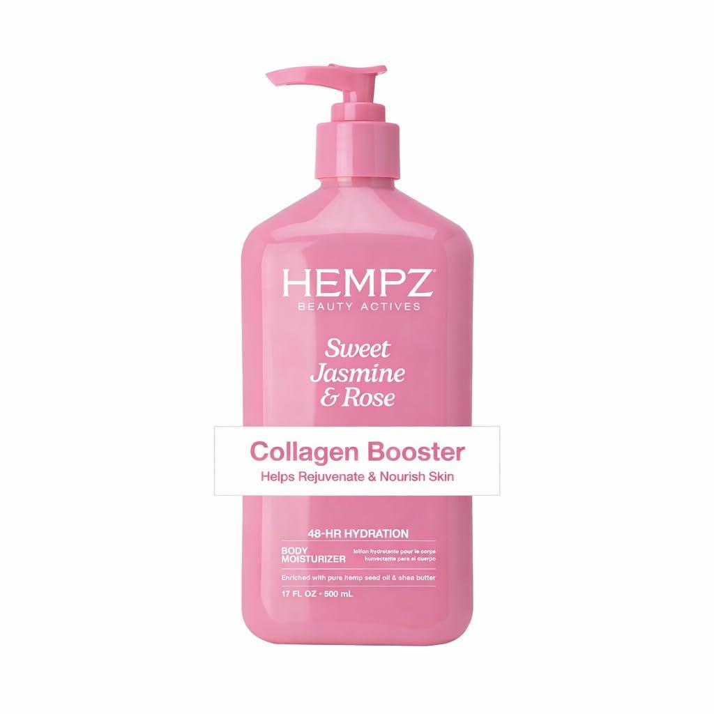 Hempz Sweet Jasmine & Rose Herbal Body Moisturizer for Women, 17 Fl. oz. - Moisturizing Lotion with 100% Pure Hemp Seed Oil, Collagen, Shea Butter - Hydrating Vegan Lotion for Dry Skin