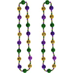 Beistle 2 Piece 38" Plastic Jumbo Mardi Gras Beads, Parade Necklaces, New Orleans Theme Party Favors