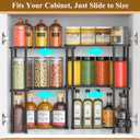 Spicy Rack Pro Expandable 10"-18.9" Spice Rack for Cabinet, 2-Tier Wood & Metal Shelf, Heavy Duty, High Space for Large Bottles, Easy 3-Min Install, Stackable or Side-by-Side