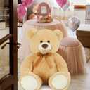 MorisMos Giant Teddy Bear Stuffed Animal 3ft,36'' Big Bear for Kid,Large Stuffed Bear for Baby Shower, Teddy Bear for Girlfriend Boyfriend Wife Mom Fiance Valentine's Birthday, Tan