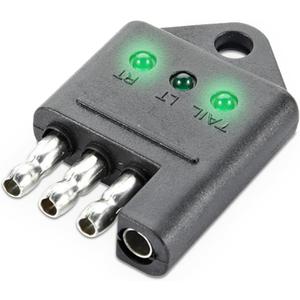 4 Pin Trailer Plug Tester, 4 Way Flat Trailer Circuit Tester with LED Indicators, Straight Trailer Light Wiring Testers, Trailer Tester Connector for Turn Signal Tail Lights Trouble Shooter (1 Pack)