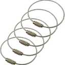 5Pack Luggage Tag Loops,6 Inch Stainless Steel String Keychain for Silicon Luggage Tags by Ovener (Metal Rings)