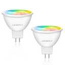 LEDEPLY Zigbee MR16 LED Smart Bulb, Hub Required, Compatible with Phi*Lip*s Hu*e*, Alexa, Google, & ConBee, 5W =50W, GU5.3, Dimmable, AC/DC 12V, Color Changing & Tunable White, 2-Pack