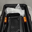 Vivifying Stainless Steel Litter Box with Lid, XL Front Entry Enclosed Extra Large Litter Box for Big Cats & Kitty, Top Exit Metal Cat Pan with Scoop, Mat, Footboard, Charcoal Filter (Black)