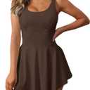Womens Sleeveless 2-in-1 Athletic Tennis Golf Dress Underneath Workout Active Dresses with Built-in Shorts (X-Small, Brown)