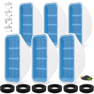 Cat Water Fountain Filters, Compatible with Stainless Steel Pet Fountain 6 Filters with 6 Sponges